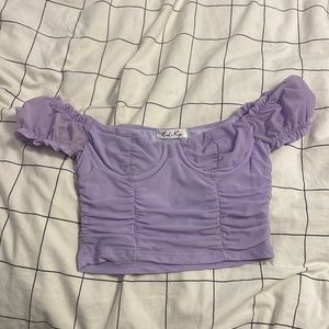 Medium scrunched lavender crop top never worn from rock n rags wired cup lining